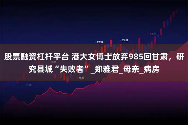 股票融资杠杆平台 港大女博士放弃985回甘肃，研究县城“失败者”_郑雅君_母亲_病房