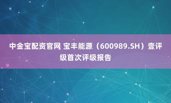 中金宝配资官网 宝丰能源（600989.SH）壹评级首次评级报告