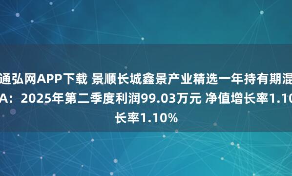 通弘网APP下载 景顺长城鑫景产业精选一年持有期混合A：2025年第二季度利润99.03万元 净值增长率1.10%