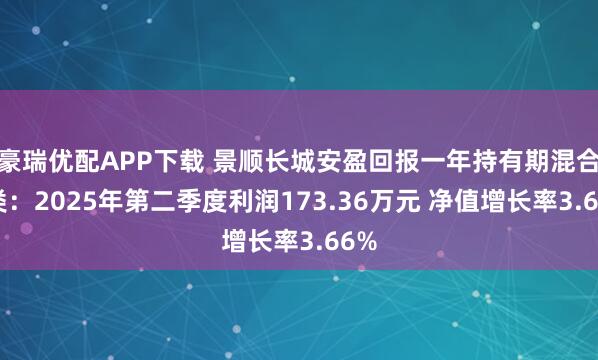 豪瑞优配APP下载 景顺长城安盈回报一年持有期混合A类：2025年第二季度利润173.36万元 净值增长率3.66%